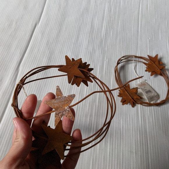 Rust Star 6 foot Garland Set of 2 country primitive - Picture 2 of 3